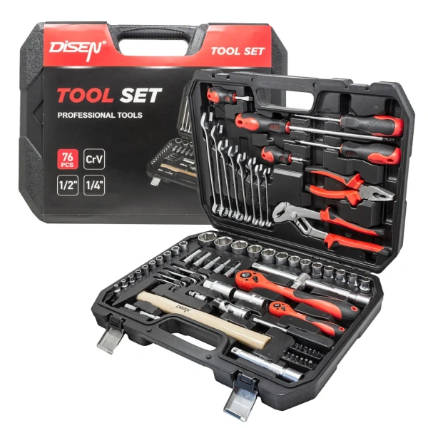 Набор инструментов 76пр.1/4''1/2''(6гр.)(4-32мм)