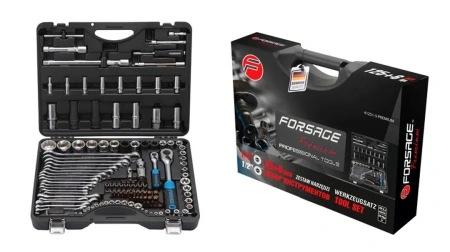 Набор инструментов 125+6пр.1/4''1/2''(6-гран.)(4-36мм,36-12гр.)+(ключи трещоточные:8х10,12х13мм, ключи резрезные:8х10,9х11,12х13мм)