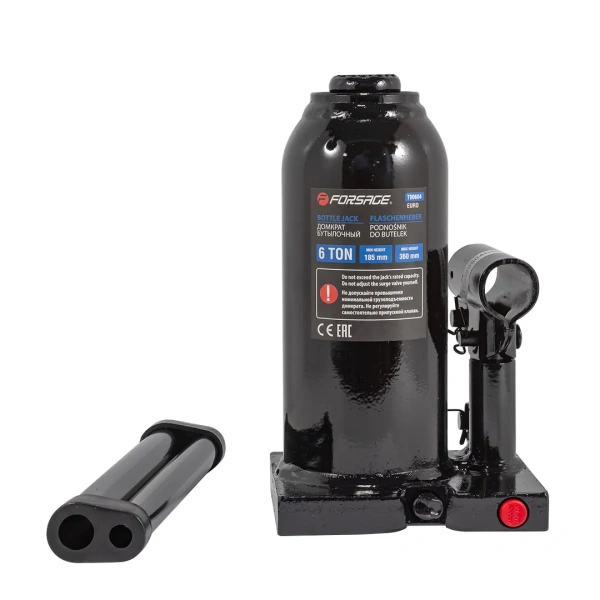 Домкрат бутылочный 6т с клапаном (высота подхвата-185мм, высота подъема-360мм)