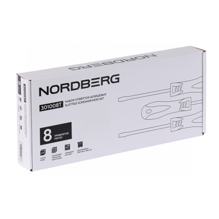 Набор отверток шлицевых NORDBERG 301008T, 8 штук в ложементе для тележки