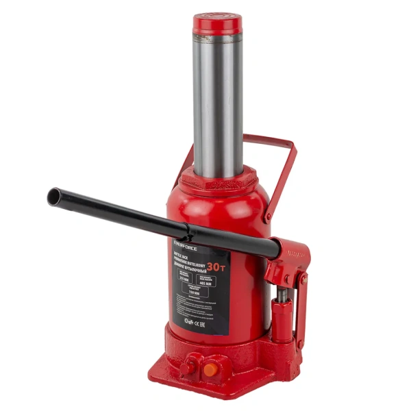 Домкрат бутылочный гидравлический с клапаном 30т(h min 255мм, h max 405мм, ход штока-150мм)