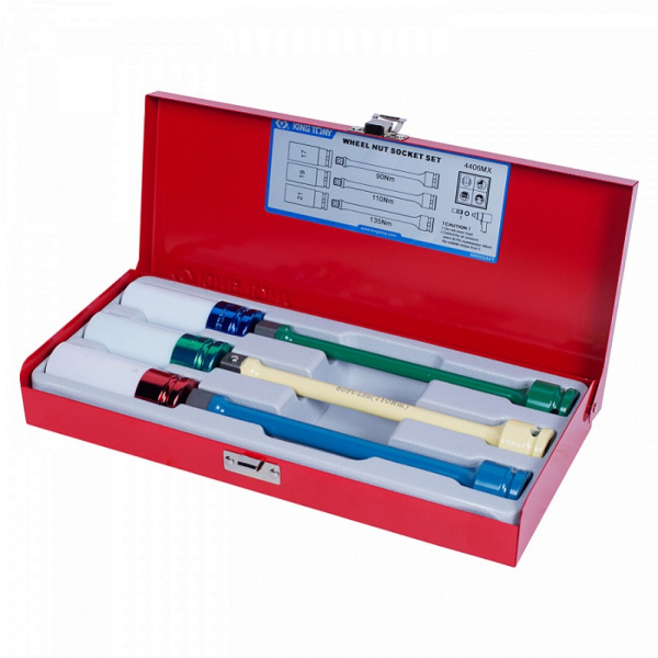 Набор глубоких ударных торцевых головок и торсионных удлинителей KING TONY 4406MX, 1/2", 17, 19, 21 мм