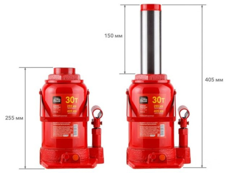 Домкрат гидравлический 30т бутылочный 255-405мм STARTUL AUTO (ST8018-30)