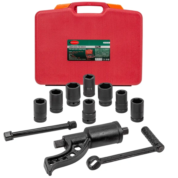 Набор инструмента: гайковерт ручной с редуктором в комплекте с головками