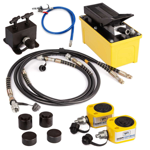 Гидравлический съемник тормозных дисков грузового и спецтранспорта, 20 т. с пневмогидравлическим насосом ОДА Сервис ODA-T2002