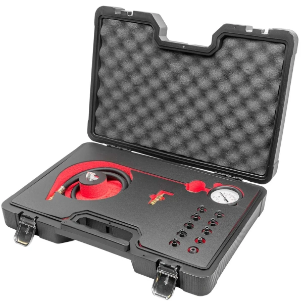 Тестер давления масла в комплекте с резьбовыми переходниками 0-10бар 12пр, в кейсе ''Premium''