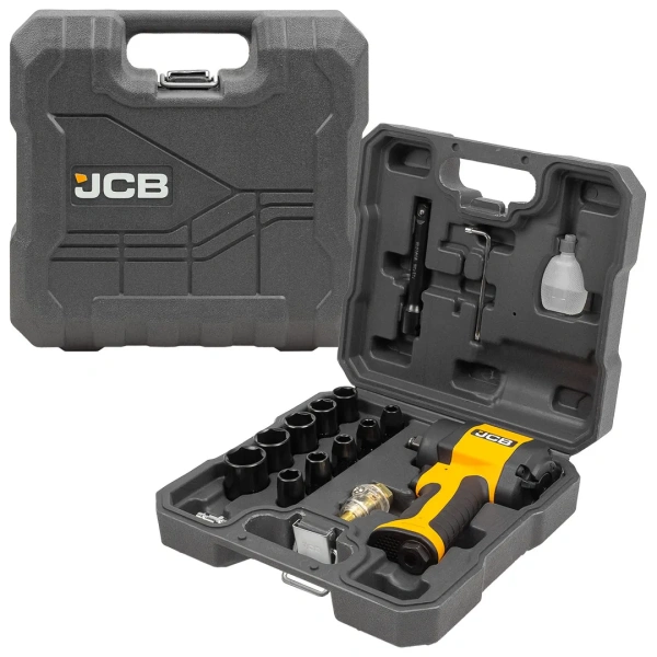 Пневмогайковерт ударный ''Compact''в облегченном корпусе 1/2''+набор головок(9,10,11,13,14,17,19,22,24,27мм+удлин.125мм,610/1200Hм,6.3bar,170 л/мин)