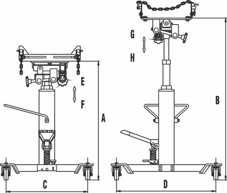 Стойка трансмиссионная гидравлическая телескопическая JTC TJ490 (0.5т )