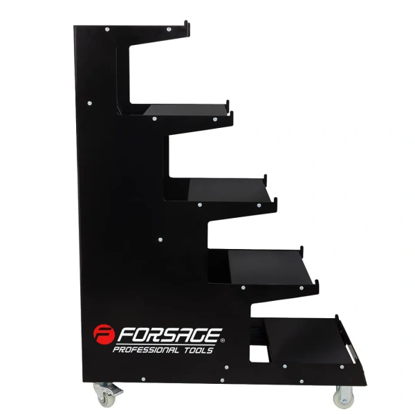 Стеллаж-стенд напольный передвижной металлический (размеры в собр.виде 1350х1000х400мм, 5 полок, max нагрузка 300кг)