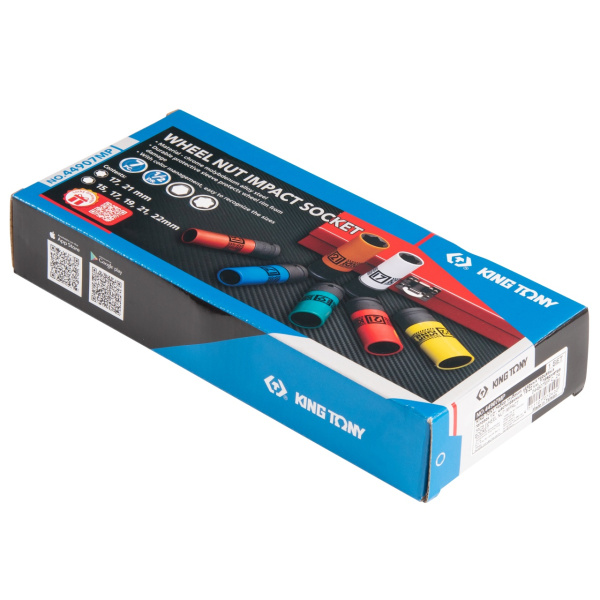 Набор глубоких ударных торцевых головок 1/2" шестигранные 15-22 мм 7 предметов KING TONY 44907MP