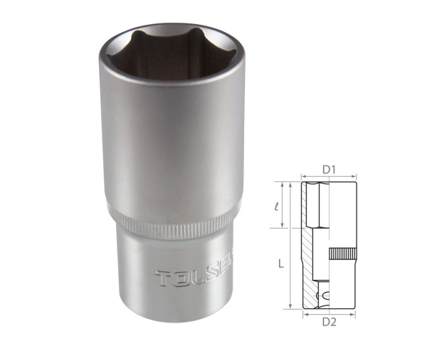 Головка торцевая глубокая шестигранная 1/2" 32 мм TOLSEN TT16582