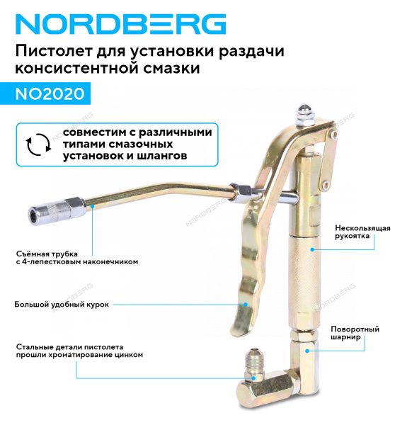 Пистолет раздаточный для консистентной смазки NORDBERG NO2020