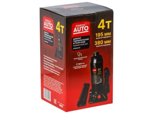 Домкрат гидравлический 4т бутылочный 195-380мм STARTUL AUTO (ST8019-04)