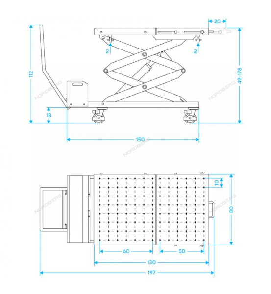 Стол подъемный электрогидравлический для АКБ электромобиля NORDBERG N3T1000H (1000 кг)