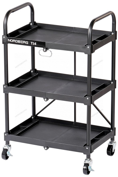 Тележка инструментальная с 3 пластиковыми полками, складная T14
