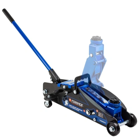 Домкрат подкатной гидравлический 2,5т с фиксацией (h min 140мм, h max 387мм) в кейсе с резиновой накладкой