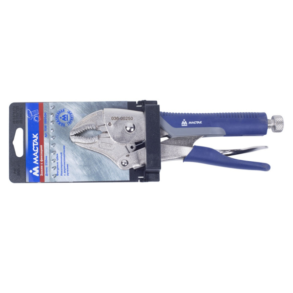 Зажим с фиксатором 250 мм, фигурные губки МАСТАК 036-00250H