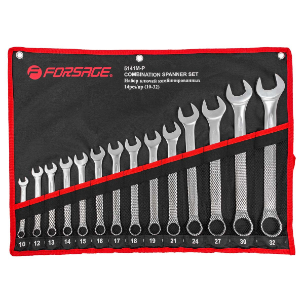 Набор ключей комбинированных 14пр.(10,12-19,21,24,27,30,32мм)на полотне