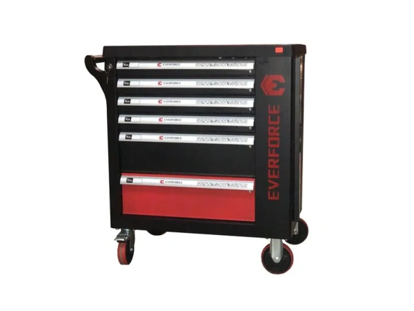 Тележка инструментальная 6-полочная с набором инструментов 154пр(черно-красная)и доп.секцией(780х740х470мм,полки:500х400х65мм-4шт, 500х400х160мм-1шт)