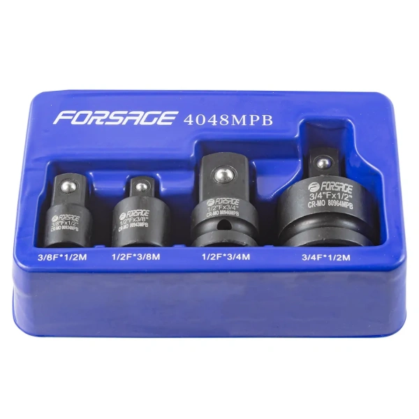 Набор адаптеров ударных 4пр(3/8''(F)x1/2''(M),1/2''(F)x3/8''(M),1/2''(F)x3/4''(M),3/4''(F)x1/2''(M)),в ложементе Набор адаптеров ударных 4пр(3/8''(F)x1/2''(M),1/2''(F)x3/8''(M),1/2''(F)x3/4''(M),3/4''(F)x1/2''(M)),в ложементе