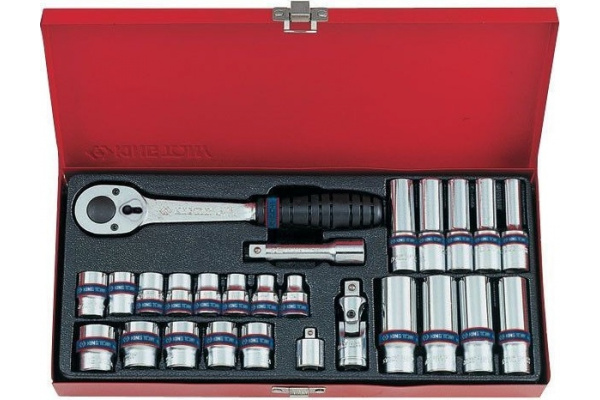 Набор торцевых головок с принадлежностями 3/8", двенадцатигранные, 7-19 мм, 26 предметов KING TONY 3027MR