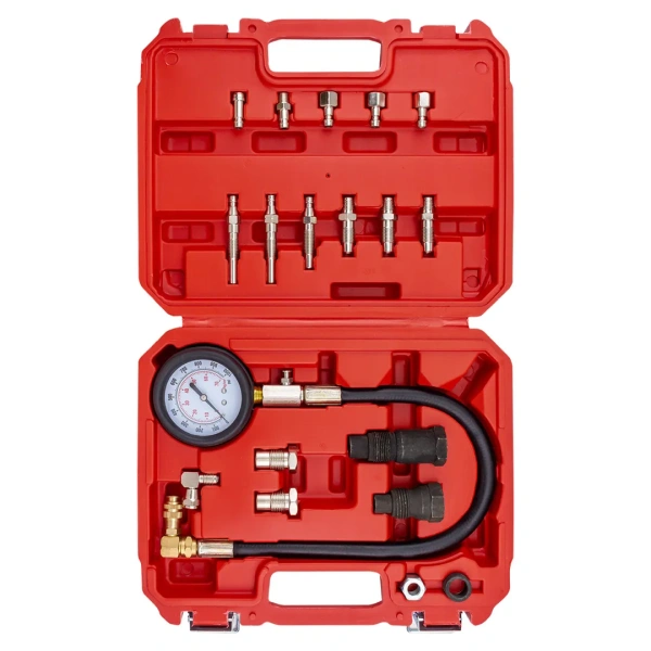 Тестер компрессии дизельного двигателя(свечи:М18х1.5х30мм - 2шт,М10х1.25х68мм, М10х1.0х68мм, М10х1.25х55мм,М12х1.5,ФорсункиМ24х2, М24х1.5)в кейсе