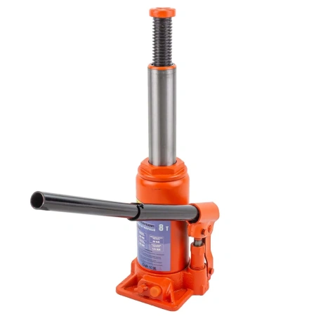 Домкрат бутылочный 8т с клапаном (h min 200мм, h max 385мм, ход штока-125мм, ход винта-60мм)