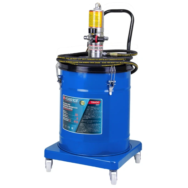 Нагнетатель смазки пневматический перекатной с емкостью 35л (рабоч.давление 410bar,шланг 4м)
