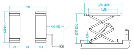 Подъемник ножничный 3,5т с встроенными адаптерами для SUV авто 380В синий/серый NORDBERG N631-3,5
