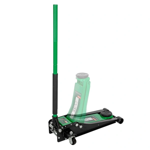 Домкрат подкатной гидравлический 3 т усиленный низкопрофильный (2 поршня, резиновая накладка,h min75мм,h max510,черно-зеленый)