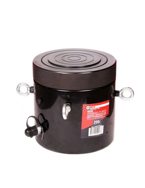 Цилиндр гидравлический с резьбовым штоком и гайкой для механической фиксации 200т (ход штока-100мм, Ø штока-190мм,общий Ø-238мм, L-393мм, 700bar)