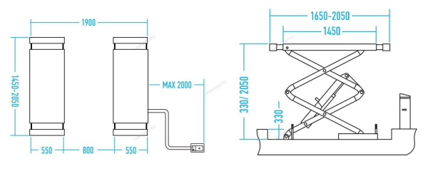 Подъемник ножничный 3,5т с встроенными адаптерами для SUV авто 380В синий/серый NORDBERG N631-3,5
