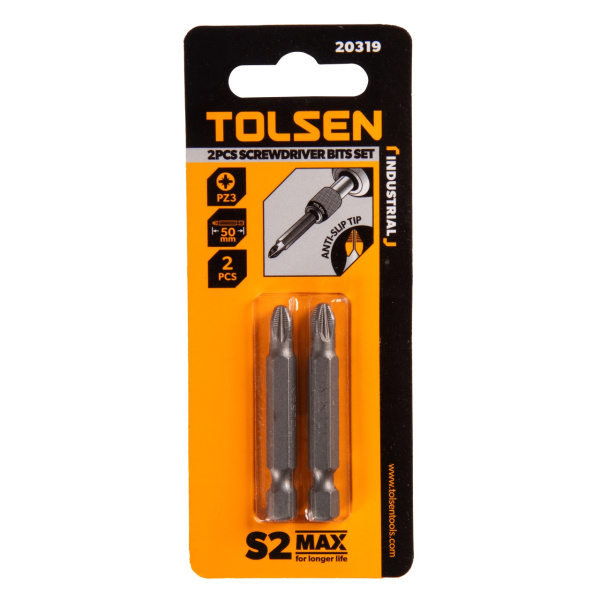 Набор вставок (бит) торцевых 1/4" Pozidriv PZ3 50 мм 2 предмета TOLSEN TT20319