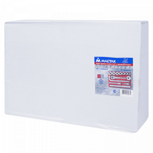 Набор торцевых головок 3/4” с принадлежностями, ложемент, 13 предметов МАСТАК 5-0062213