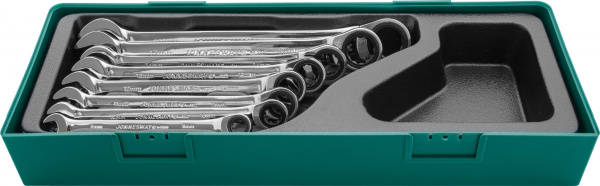 Набор ключей гаечных комбинированных трещоточных в ложементе 8-19 мм 8 предметов JONNESWAY W45308SP