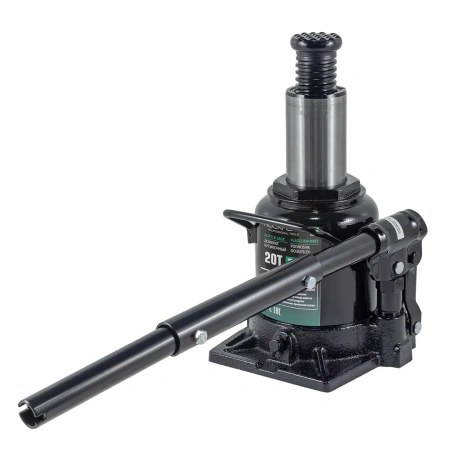 Домкрат бутылочный 20т низкопрофильный (высота подхвата - 168мм, высота подъема - 277мм, ход штока - 77мм)