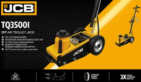 Домкрат пневмогидравлический подкатной 35т в комплекте со сменными надставками-удлинителями(h min-245mm, h max-490mm)