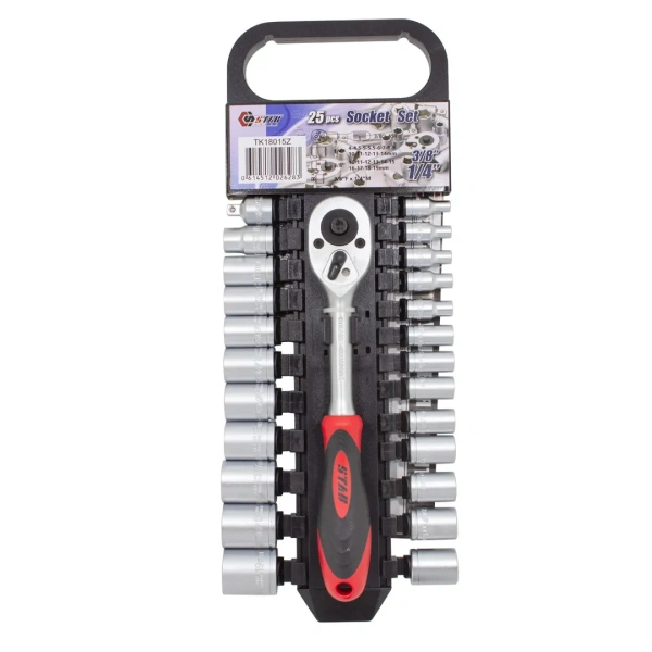 Набор инструментов 25пр.1/4'' 3/8''(6-гр.)(4-19мм),в пластиковом держателе