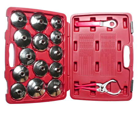 Набор съемников фильтра масляного "чашка" JTC 4666 (16 предметов в кейсе)