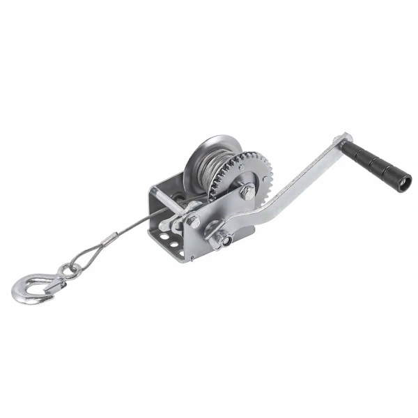 Лебедка ручная барабанная, 360кг(стальной трос, диаметр троса-4мм, длина троса-10м )