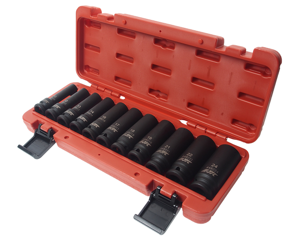 Набор головок торцевых 6-ти гранных ударных глубоких JTC J411M (1/2", 10-24 мм, 11 предметов)