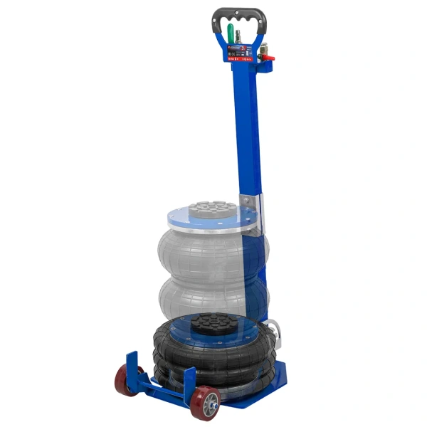 Домкрат подкатной пневматический 3т (4-8bar, h min 135мм, h max 400мм, 3 подушки, Ø250мм)