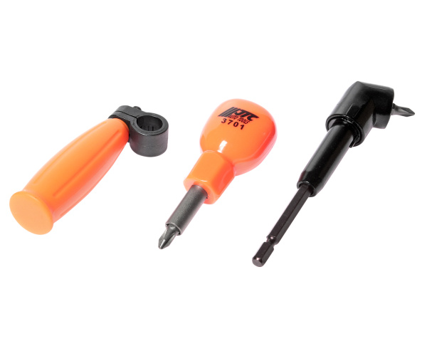 Отвертка с набором бит и угловым переходником JTC 3701 (90 град.)