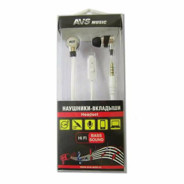Наушники-вкладыши AVS MH-105 (плоский кабель)