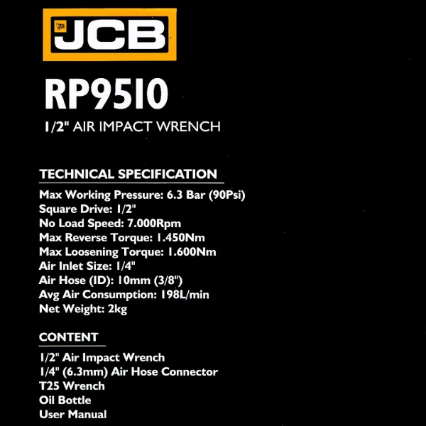 Пневмогайковерт ударный ''Twin Hammer''с реверсом и регулировкой усилия 1/2''(1450/1600Hм, 7000 об/мин,6.3bar,198 л/мин,вес 2кг)