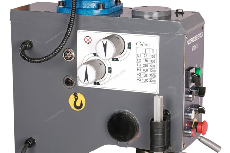 Станок сверлильный редукторный NORDBERG ND25121 (0,85 кВт, 25 мм, макс. расст. до стола 350 мм, 12 скоростей, тиски)