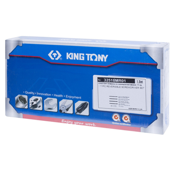 Набор отвертка со сменными вставками (битами), 11 предметов KING TONY 32518MR01