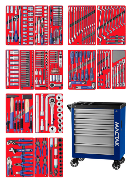Набор инструментов ЭКСПЕРТ в синей тележке МАСТАК 50-07323B (323 предмета)