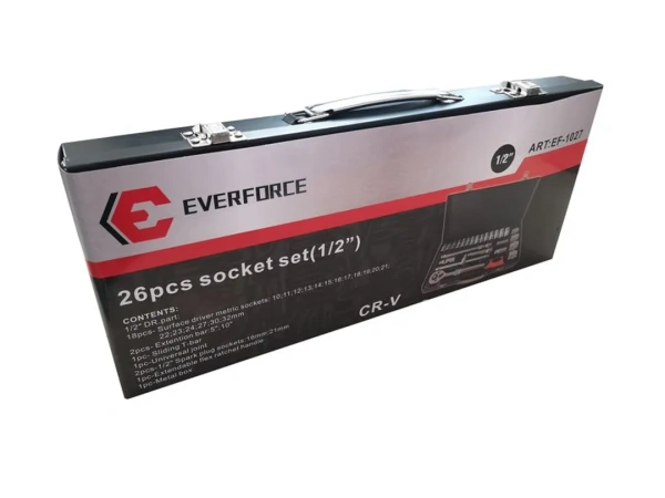 Набор инструментов с телескопической трещоткой 26пр. 1/2'' (6гр.)(10-32мм), в металлическом кейсе