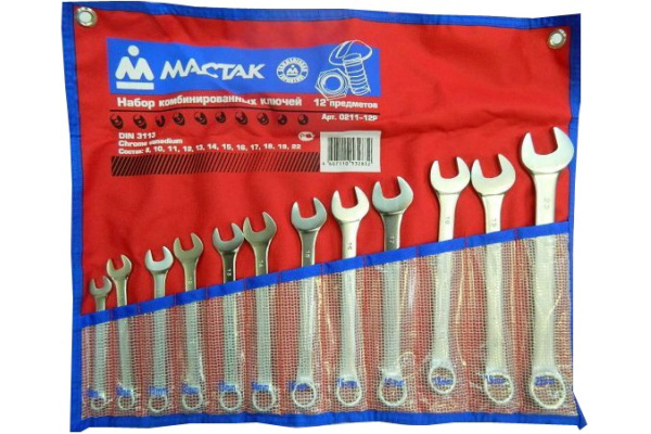 Набор комбинированных ключей, 8-22 мм, 12 предметов МАСТАК 0211-12P